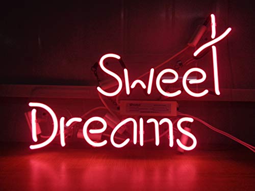 Sweat Dreams Acrylic Board Neon Sign 17"x13" Real Glass Neon Sign Light for Beer Bar Pub Garage Room neon Signs for Bedroom Novelty neon Signs neon Wall Signs