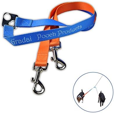 Gradai Pooch Products 2 Dog Leash Coupler + Splitter - Walk Two Dogs w/No Tangle - Double Dog Dual Ended Lead - Great for Multiple Dog Owners - Designed in USA - Comes in Purple/Yellow & Blue/Orange