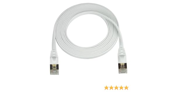 Amazon Com Super Flat Cat7 Ethernet Cable White 25 Feet 0 08 Thick Computers Accessories