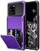 Vofolen for Galaxy S20 Ultra Case Wallet Credit Card Holder 4-Card Slot Hidden Back Pocket Dual Layer Hybrid Rugged Rubber Bumper Protective Hard Shell Cover for Samsung Galaxy S20 Ultra 6.9 (Purple)