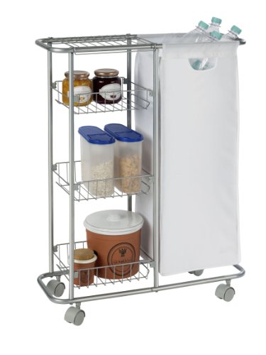 WENKO-12100100-Sammelwagen-Slim-3-Etagen-abnehmbarer-Sack-Fassungsvermgen-28-L-pulverbeschichtetes-Metall-20-x-58-x-80-cm-Grau