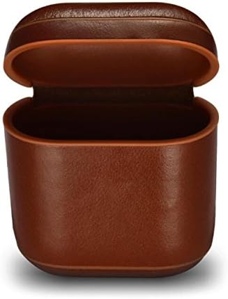 AirPods Accessory Pack, i-Nings Premium Genuine Leather Skin Protective Wraps–Minimal Stylish Vintage Customize Covers Charging Case to for Apple Airpods (Brown)