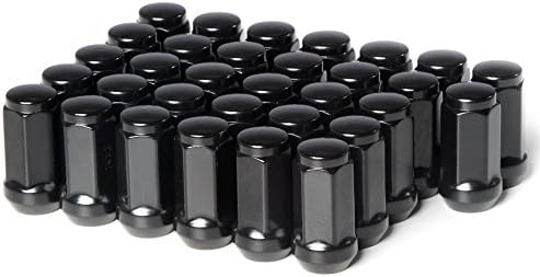 Circuit Performance 9/16" Black Closed End Bulge Acorn Lug Nuts Cone Seat Forged Steel (32 Pieces)