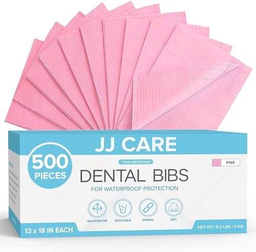 500-Pack Disposable Dental Bibs (13x18") - Assorted Colors, 3-Ply Waterproof, For Dental, Tattoo, Makeup