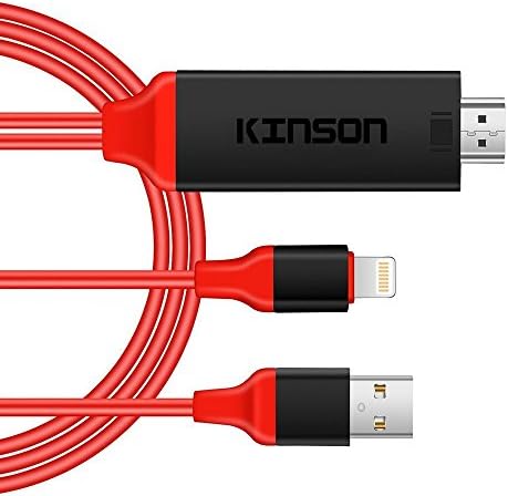 Lightning to HDMI Video Cable,2 Meters HDTV MHL Cable Adapter by Kinsons,Plug and Play,1080P High Speed Transmit for iPhone 5/5c/5s/6/6 Plus/6S/6S Plus/7/7 Plus/iPad/iPod/iTouch TV Projector