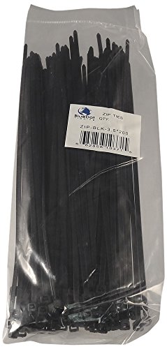 BlueDot Trading Zip Ties-3.5x200, 8 inch UV resistant nylon plastic cable zip wire tie, black, 500 pack