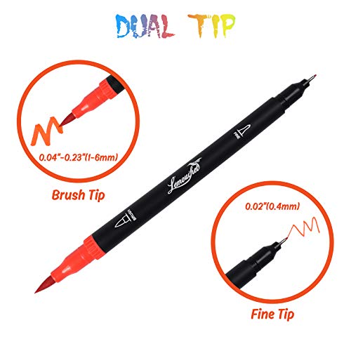 120 Colors Dual Tip Brush Marker Pens, 0.4 Fine Tip Marker Pens and Watercolor Brush Highlighter Pen Set for Sketch Book Coloring Book Note Taking Writing Planning Art Project