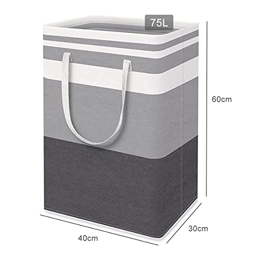 MXCOCO Cesto para Ropa Sucia de 75L, Cesta de Lavandería Plegable de Gran Capacidad, Cesto de Almacenamiento de Ropa con Mango de Cuerda para Alamcenamiento y Organización en Baño y Dormitorio.