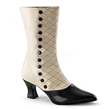 Funtasma Women's Victorian-123 Boot, Cream/Black Polyurethane, 10 M US