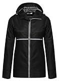 Meaneor Women Front-Zip Hooded Waterproof Outdoor Rain Reflective Stripe Jacket