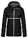 Meaneor Women Front-Zip Hooded Waterproof Outdoor Rain Reflective Stripe Jacket