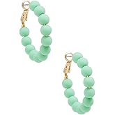 ZENZII Beaded Hoop Fashion Earrings Bohemian Circle Round Bead Earrings Chic Dangle Earrings for Women Girls