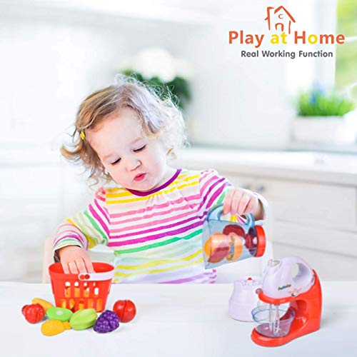 FUN LITTLE TOYS Kids Play Kitchen, Pretend Play Set with Mixer
