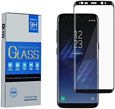 Qilang Galaxy S8 Full Adhesive Screen Protector,Full Coverage Anti- Scratch,Case Friendly HD Clear Anti-Bubble Curved Protection Tempered Glass Screen Protector (Black)