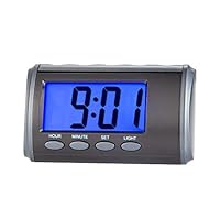 Tinload Small Talking Digital Alarm Clock -Simple Basic Operation, Battery Operated, Alarm, Snooze, Light, Perfect for Desk, Shelf, Travel, Bedside, Black