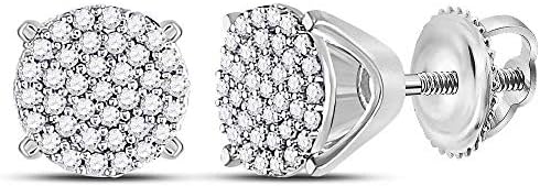 The Diamond Deal 10kt White Gold Womens Round Diamond Circle Cluster Stud Earrings 1/4 Cttw