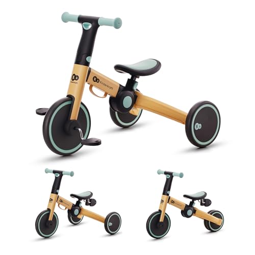4TRIKE Triciclo 3 en 1, Minibicicleta, sin Pedales, Bicicleta bebé, para niños, Minitriciclo de Equilibrio, Plegable, Asiento Ajustable, 12 meses - 5 años, 25 kg, Amarillo y Azul