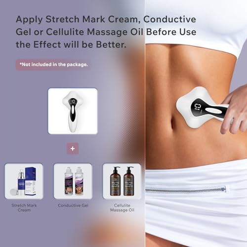 Oranmagic Body Sculpting Machine - Reduce Stretch Marks & Cellulite Massager Tool with Heating & Microcurrent Technology, Skin Tightening Device Suitable for Belly, Waist, Arms, Buttocks, Legs (White)