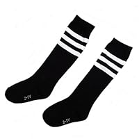 Flyusa 1 Pair Toddlers Children Kids Girls Boys Cotton Bootie Knee High Long Soccer Socks Team Socks for Kids 2-3 Years Old(Black)