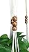 4 Legs Macrame Cotton Plant Hanger & Holders with Bamboo Ring Inside and Brown Wood Bead Decoration for Plant Pot Natural Color, 31-inches Length (Beige)