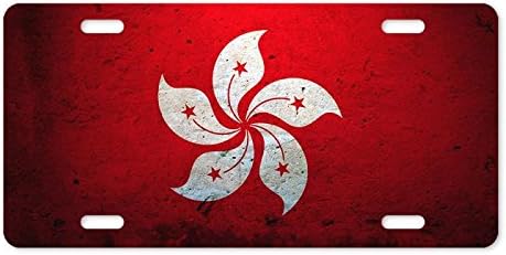 Metal License Plate Cover Hong Kong China Flag Aluminum License Plate 12" x 6"