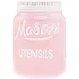 Ceramic Utensil Holder - Mason Jar Kitchen Utensil Holder for Kitchen Counter - Dishwasher & Microwave Safe Kitchen Utensil Organizer - Kitchen Decor Spoon Holder for Kitchen Counter Organizer (Pink)