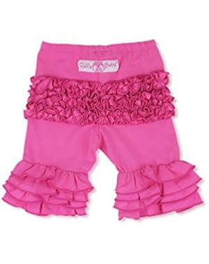 RuffleButts Baby-girls Hot Pink Bermuda Ruffled Shorts (12-18 Months)