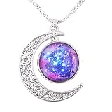 FANSING Galaxy Necklace Hollow Out Crescent Star Galactic Cosmic Moon Charm Necklaces