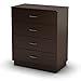 South Shore Logik 4-Drawer Dresser, Chocolate with Silver Pewter Finish Handles
