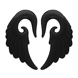 Angel Wings Black Acrylic Earplugs (Sizes 3MM-14MM)