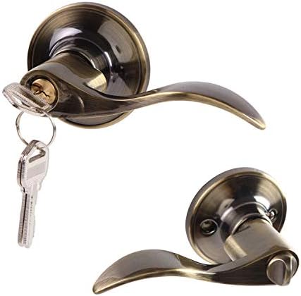 Keyed Door Knob Lever with Lock and Key 