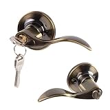 Keyed Door Knob Lever with Lock and Key, Ohuhu Wave Lever Entry Door Handle Knob Lock with Key Leverset Lockset