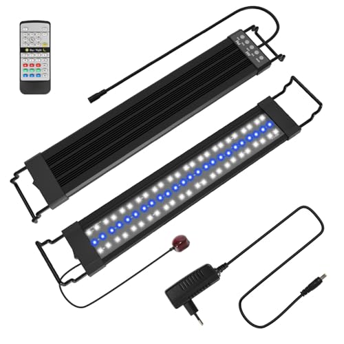 Peviasot Aquarium Led Beleuchtung, 10 Helligkeitsstufen, 18 W 24/7-Beleuchtungsmodus, Aquarium-Lichtleiste Mit Einstellbarer Timer, Geeignet Für Süßwasseraquarien Von 55-80 Cm, Wasserdicht