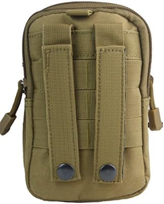 Akmax Multi-Purpose Military Molle Utility Pouch Bag Waist Belt Bag Wallet Pouch Purse Phone Case with Zipper (Khaki)