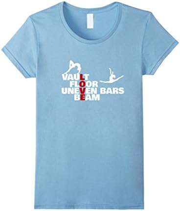 Women's Gymnastics Vault Floor Uneven Bars Beam Love Funny T Shirt Small Baby Blue