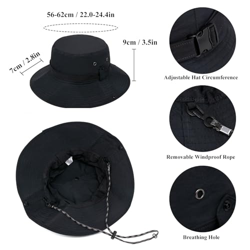 YAMEIZE UPF50 Waterproof Bucket Hat+Bucket String – for Women Men Safari Hat UV Protection with Adjustable Fishing Beach Hiking Hat