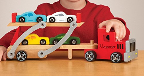 Miles Kimball Personalized Wooden Carrier with Four Cars
