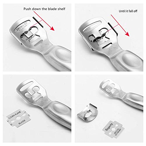 Foot Callus Shaver, 10 Blades Safety Heel Callous Remover Large Stainless Steel Handle Feet Razor - Thumbnail 4