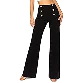 Cemi Ceri Women's High Waist Dress Pants w/Button Decorate