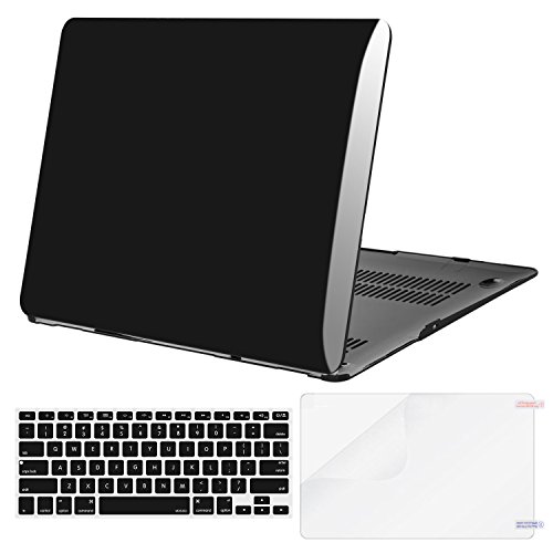 Mosiso Plastic Hard Case with Keyboard Cover with Screen Protector for MacBook Air 13 Inch (Models: A1369 and A1466), Jet Black
