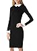Miusol Women's Formal Polo Neck Long Sleeve Slim Business Pencil Dress