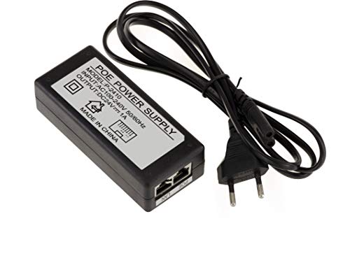 KALEA-INFORMATIQUE Alimentacion Externa PoE Power Over Ethernet 220V a 24V 1A. Inyeccion + en Hilos 4 y 5, y - en Hilos 7 y 8. Entrada y Salida RJ45. Entrada y Salida RJ45.