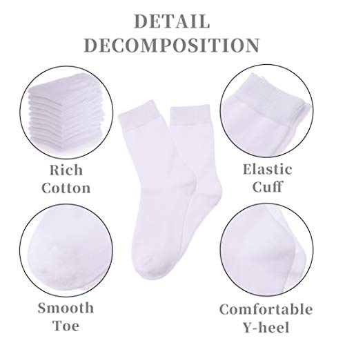 LANLEO 10 Pack Toddler Kids Boys Girls Socks Soft Cotton Breathable Classic School Athletic Casual Crew Socks (10 Pairs Classic White, 3-5 Year Old)