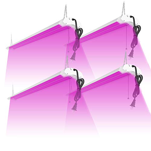 AntLux 4FT LED Grow Lights 50W Full Spectrum Integrated 4 Foot Growing Lamp Fixtures for Greenhouse Hydroponic Indoor Plant Seedling Veg and Flower, Plug in, ON/Off Pull Chain Included, 4 Pack