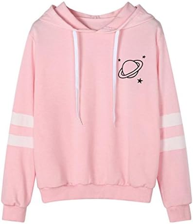 Women Hoodies, Shybuy Women's Girls Casual Long Sleeve Tops Fashion Striped Plain Pullover Hooded Sweatshirt
