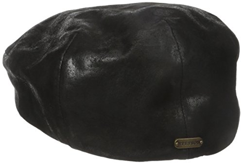 Stetson Men's Weathered Leather Ivy Cap, Black, Large