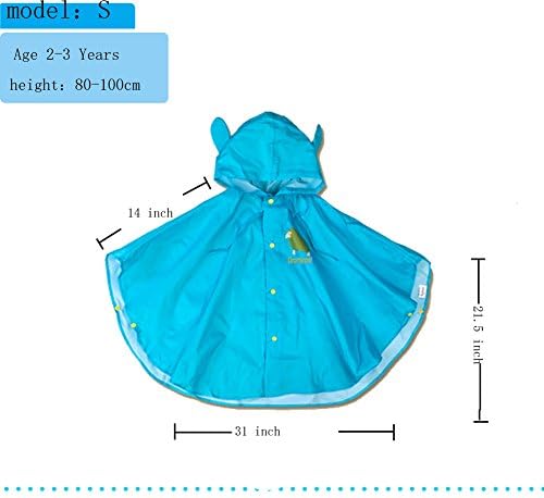 Age 4~14 Children Hiking Outdoor Raincoats kids Hooded Poncho Rainwear (S, blue)
