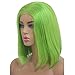 Human Hair Wigs Straight Short Bob Glueless Brazilian Virgin Hair 13×4 Lace Front Middle Part Pre Plucked with Baby Hair Bleached Knots for Black Women 8 Inch Lime Green 180% Density