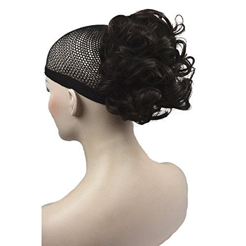 Lydell Short Ponytail Hair Extension Wavy Synthetic Hair-Piece with Jaw Claw (#4 Dark Brown)