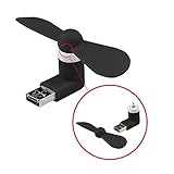 USB Mini Fan, FanTEK Personal Quiet Portable 2 in 1 Port USB and Micro USB Cooling Outdoor Sport Office Gadget Fan for Smartphone, Android, Tablet with OTG(Black)